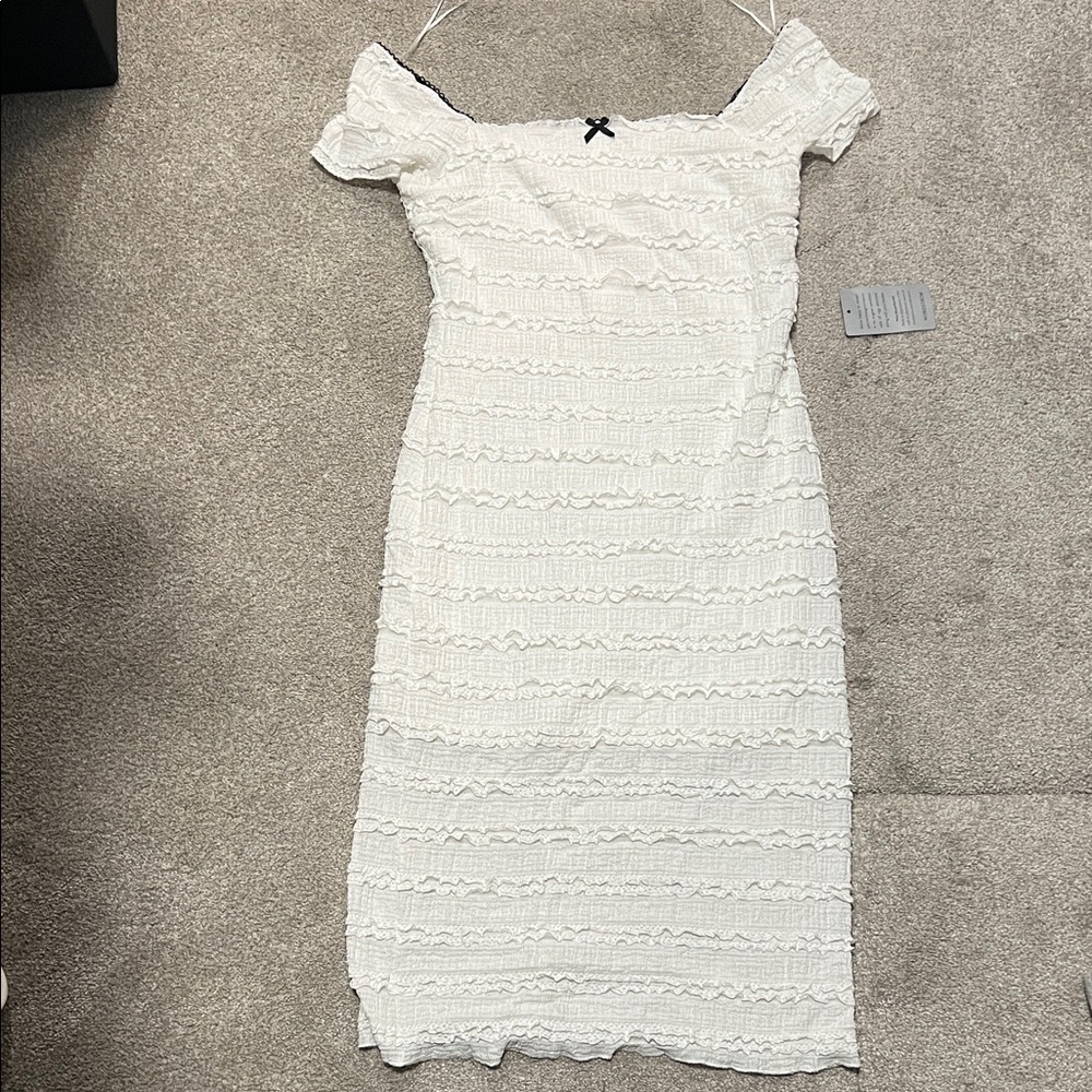 Lush White Off-Shoulder Midi Dress